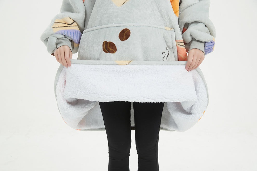 Grey coffee Sherpa kids hoodie