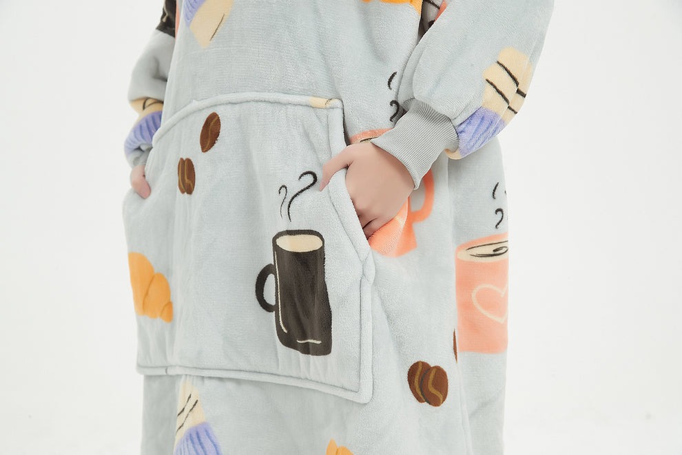 Grey coffee Sherpa kids hoodie