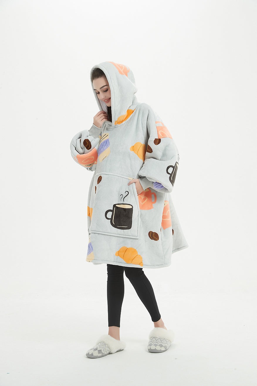 Grey coffee Sherpa kids hoodie