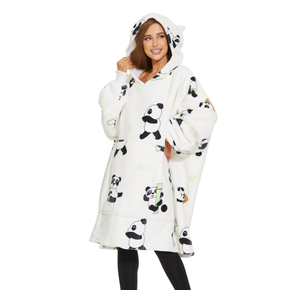 White Panda Sherpa Kids Hoodie - Image 5