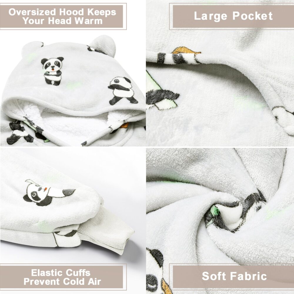 White Panda Sherpa Kids Hoodie - Image 2