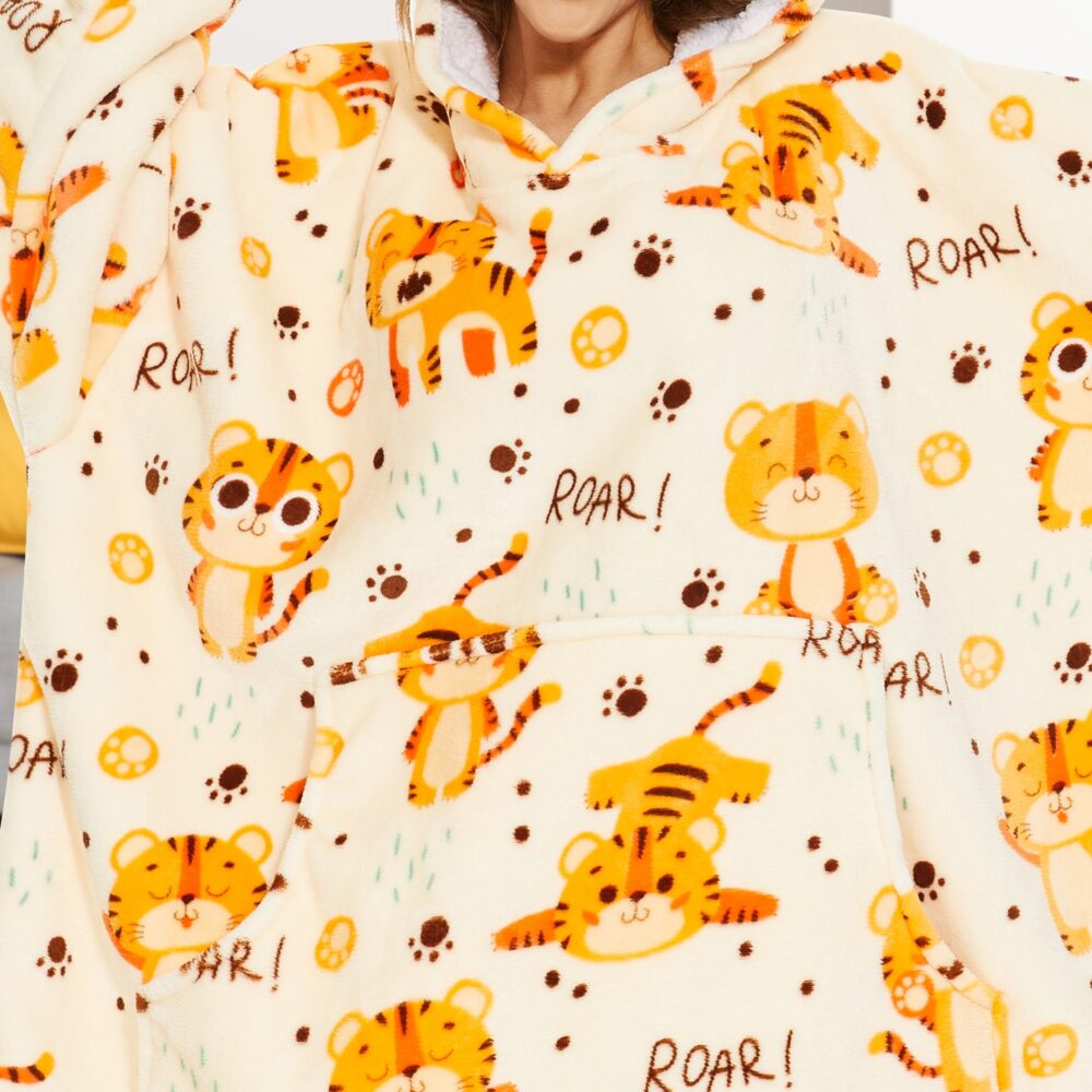 Tiger Style Sherpa Kids Hoodie - Image 2
