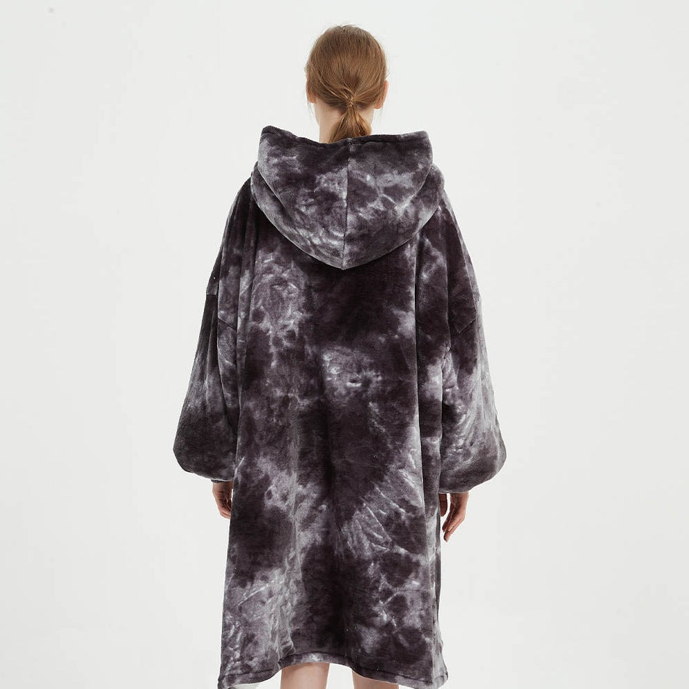 Tye-dyed Grey Sherpa Kids Hoodie