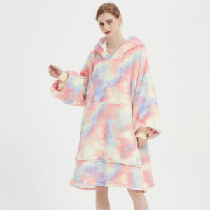 Tye-Dyed Beige Sherpa Kids Hoodie